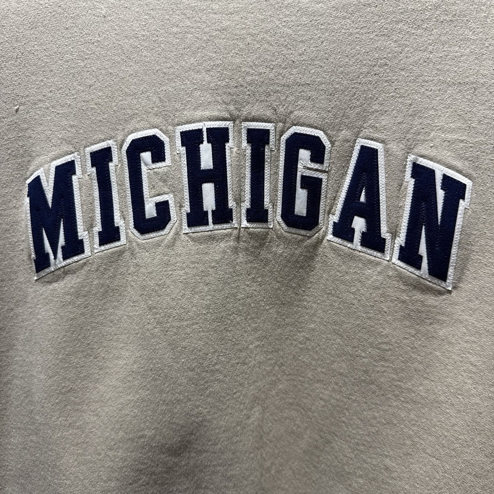 Vintage‎ Champion Michigan Football Crewneck Sweatshirt Beige Embroidered 2XL - Picture 2 of 4
